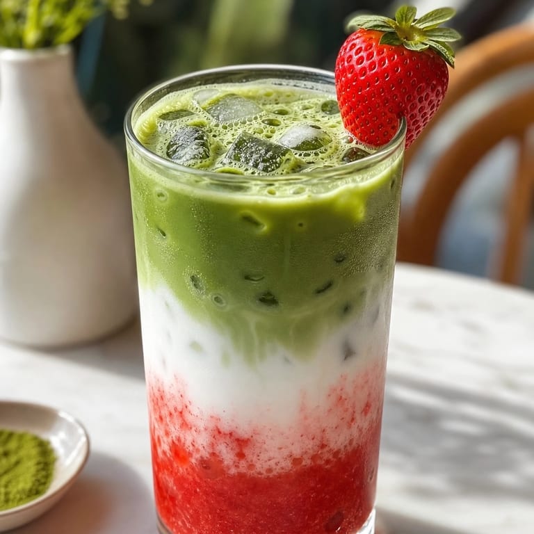 Indulge in our strawberry matcha latte